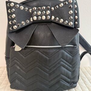 Betsey Johnson Studded Black Backpack with Bow